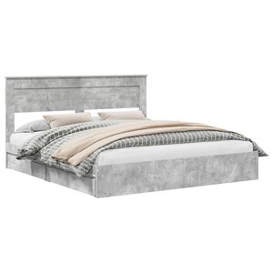 vidaXL Lit de Rangement Gris b&eacute;ton 200 x 200 cm Bois d'ing&eacute;nierie
