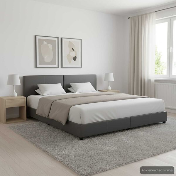 vidaXL Cadre de lit Gris Similicuir 180x200 cm