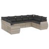 vidaXL Salon de jardin 9 pcs avec coussins gris clair r&eacute;sine tress&eacute;e