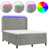 vidaXL Sommier &agrave; lattes de lit matelas et LED Gris clair 140x190 cm