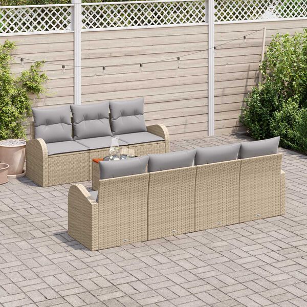 vidaXL Ensemble de canap&eacute; de jardin 8 pcs beige et gris clair
