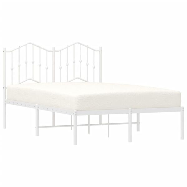vidaXL Cadre de lit m&eacute;tal sans matelas et t&ecirc;te de lit blanc 120x190 cm