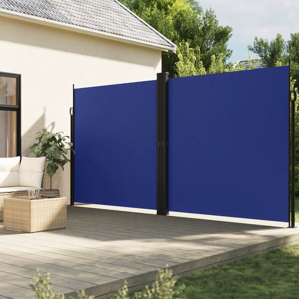 vidaXL Auvent lat&eacute;ral r&eacute;tractable bleu 200x1000 cm