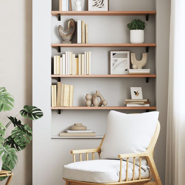 vidaXL &Eacute;tag&egrave;re murale marron clair 100x20x2cm bois ch&ecirc;ne massif trait&eacute;