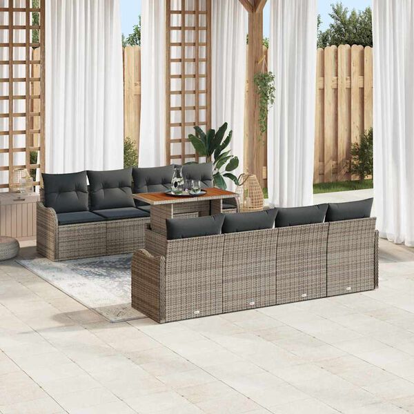 vidaXL Ensemble de canap&eacute; de jardin avec coussin 7 pcs Gris