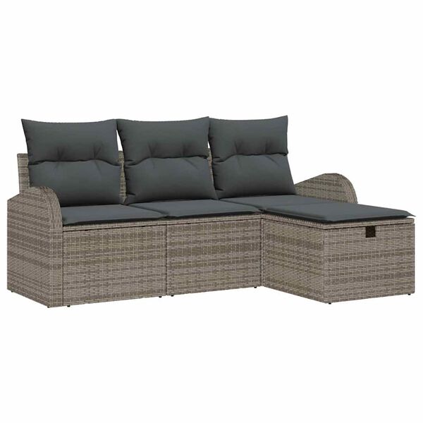 vidaXL Ensemble de Canap&eacute;s avec coussin 4 pcs Gris polyrotin