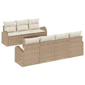 vidaXL Ensemble de canap&eacute; de jardin avec coussin 8 pcs Beige et cr&egrave;me