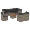vidaXL Salon de jardin 9 pcs avec coussins gris r&eacute;sine tress&eacute;e