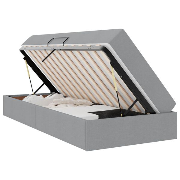 vidaXL Lit avec rangement et matelas Gris clair 90 x 200 cm Polyester
