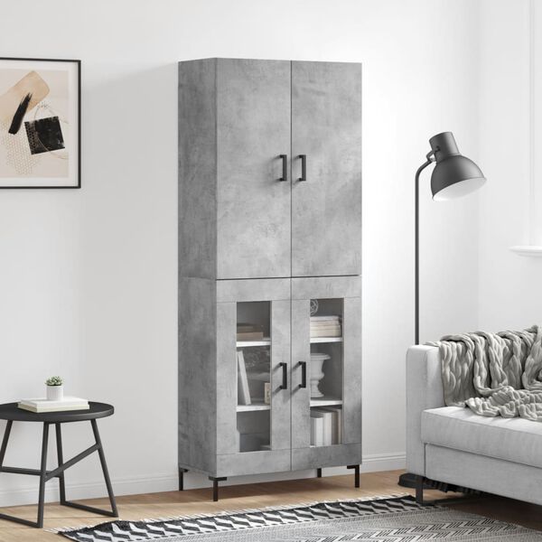 vidaXL Buffet haut Gris b&eacute;ton 69,5x34x180 cm Bois d'ing&eacute;nierie