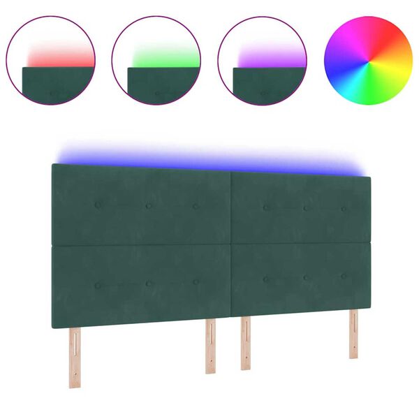 vidaXL T&ecirc;te de lit avec des lumi&egrave;res &agrave; LED Vert 100 cm Velours