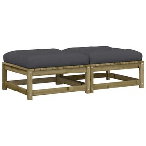 vidaXL Repose-pieds de jardin avec coussins lot de 2 bois pin impr&eacute;gn&eacute;