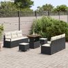 vidaXL Ensemble de canapé de jardin 9 pcs Noir Poly rotin