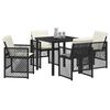 vidaXL Ensemble de salle &agrave; manger pour jardin 5 pcs Noir polyrotin