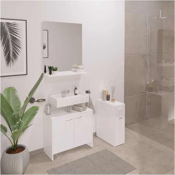 FMD Meuble de salle de bain sous &eacute;vier 63,7x28,1x55 cm Blanc