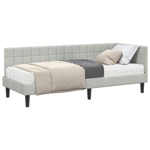 vidaXL Cadre de lit d'angle avec matelas 2 pc Gris clair 80 x 200 cm