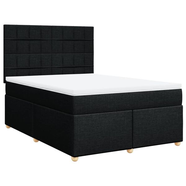 vidaXL Sommier &agrave; lattes de lit avec matelas Noir 140x200 cm Tissu
