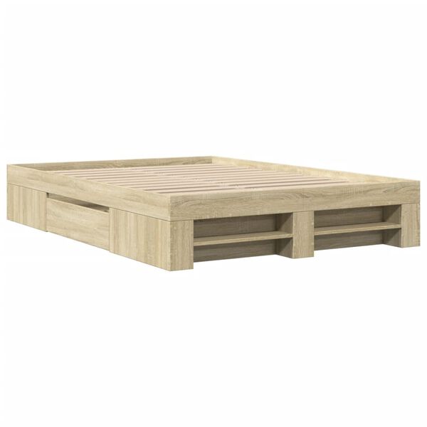 vidaXL Cadre de lit sans matelas ch&ecirc;ne sonoma 140x190 cm