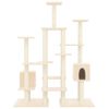 vidaXL Arbre &agrave; chat avec griffoirs en sisal Cr&egrave;me 145 cm