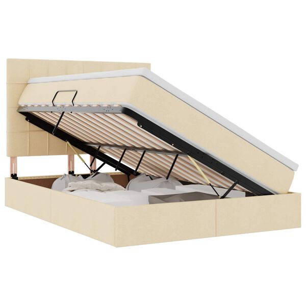 vidaXL Lit avec rangement et matelas Cr&egrave;me 140 x 190 cm Polyester