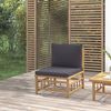 vidaXL Canap&eacute; central de jardin avec coussins gris fonc&eacute; bambou