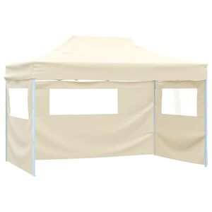 vidaXL Tente pliable avec 3 parois 3 x 4,5 m Cr&egrave;me