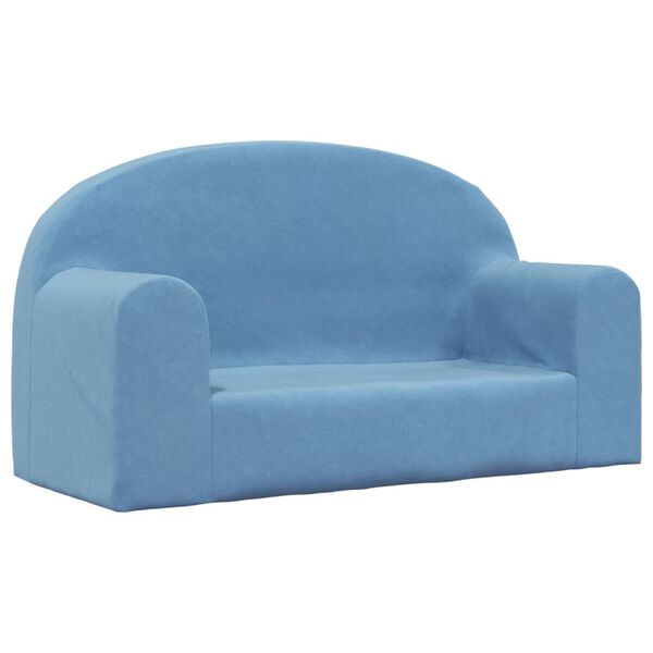 vidaXL Canap&eacute; pour enfants &agrave; 2 places Bleu Peluche douce