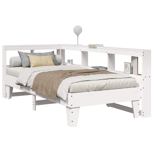 vidaXL Lit biblioth&egrave;que sans matelas blanc 100x200 cm bois pin massif