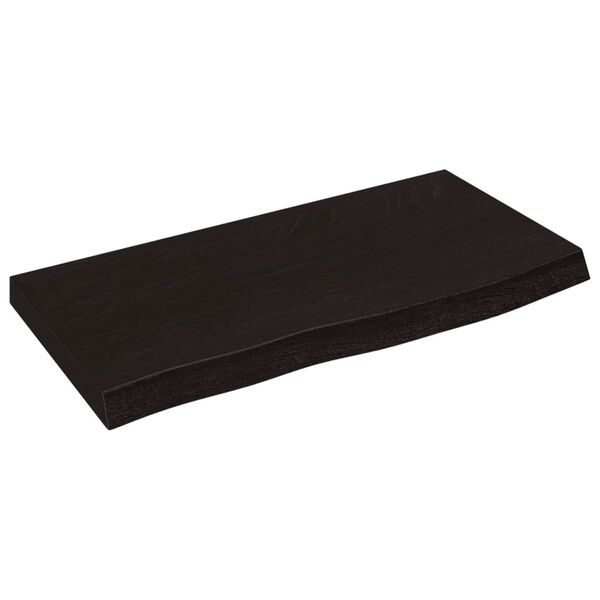 vidaXL Comptoir de salle de bain marron fonc&eacute; bois massif trait&eacute;