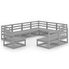 vidaXL Salon de jardin 9 pcs gris bois de pin massif