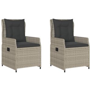 vidaXL Chaises inclinables de jardin lot de2 gris clair r&eacute;sine tress&eacute;e