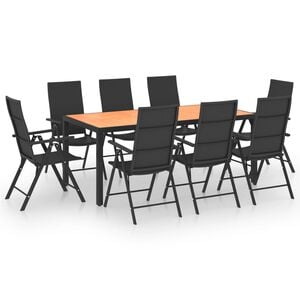 vidaXL Ensemble &agrave; manger de jardin 9 pcs noir et marron