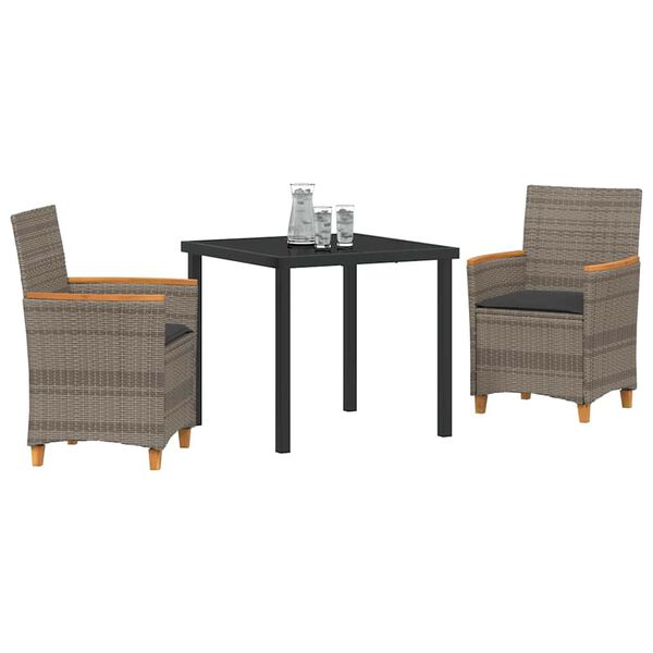 vidaXL Ensemble de salle &agrave; manger pour jardin 3 pcs Gris polyrotin