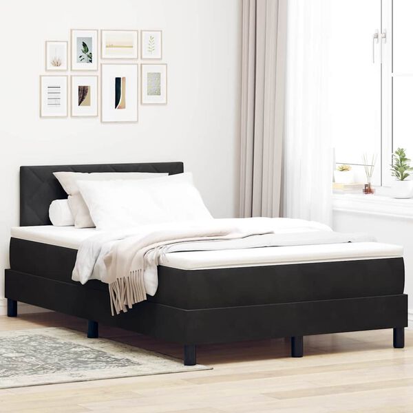 vidaXL Lit &agrave; ressort LED avec matelas Noir 120 x 200 cm Velours