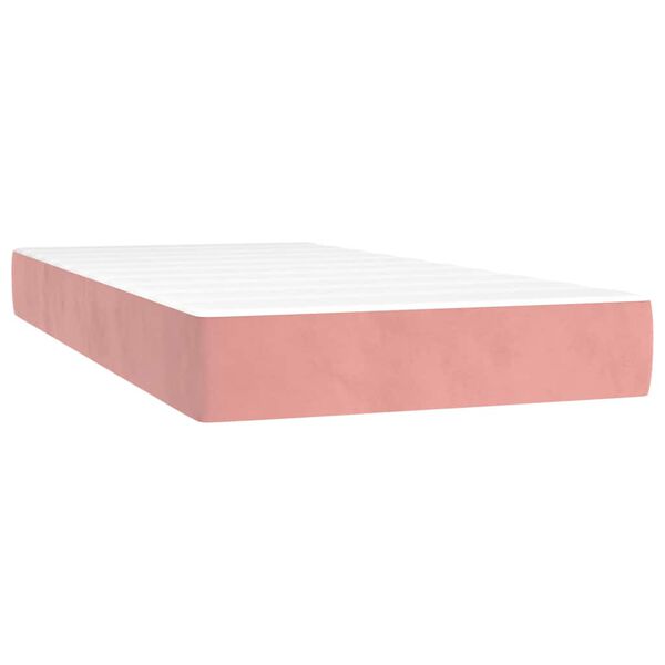 vidaXL Matelas de lit à ressorts ensachés rose 100x220x20 cm velours