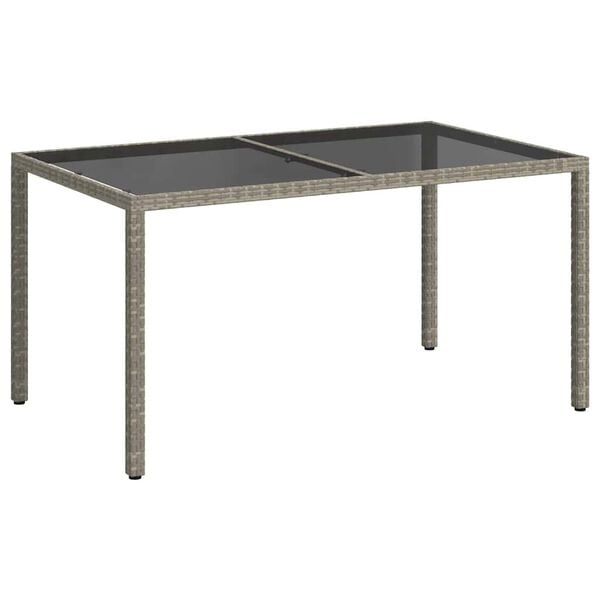 vidaXL Table de jardin 150x90x75 cm Verre tremp&eacute; et poly rotin Gris