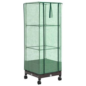 vidaXL Jardini&egrave;re de jardin avec couverture de serre et roues Marron