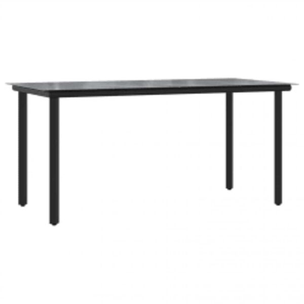 vidaXL Ensemble &agrave; manger de jardin et coussins 5 pcs noir rotin verre
