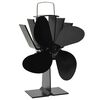 vidaXL Ventilateur de po&ecirc;le aliment&eacute; par chaleur 4 pales Noir