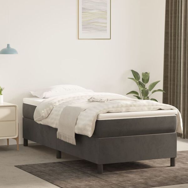 vidaXL Sommier &agrave; lattes de lit avec matelas Gris fonc&eacute; 100x200 cm