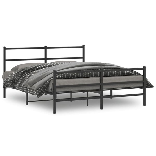 vidaXL Cadre de lit métal sans matelas avec pied de lit noir 150x200cm