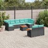 vidaXL Salon de jardin 10 pcs avec coussins noir r&eacute;sine tress&eacute;e