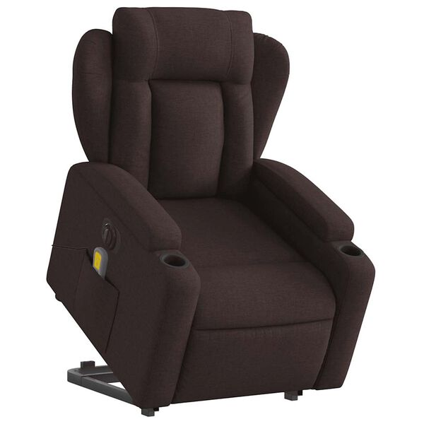vidaXL Fauteuil inclinable de massage électrique Marron foncé Tissu