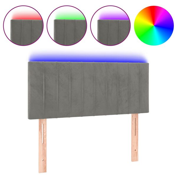 vidaXL T&ecirc;te de lit &agrave; LED Gris clair 90x5x78/88 cm Velours