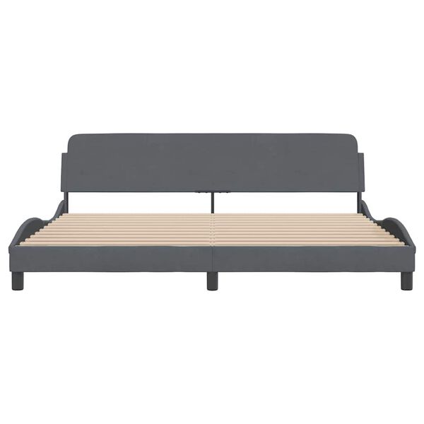 vidaXL Cadre de lit Dover gris fonc&eacute; 200x200 cm velours
