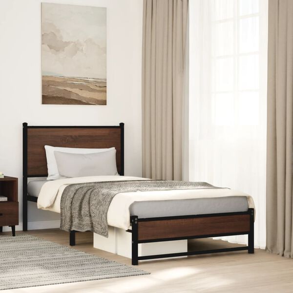 vidaXL Cadre de lit en métal sans matelas chêne marron 80x200 cm