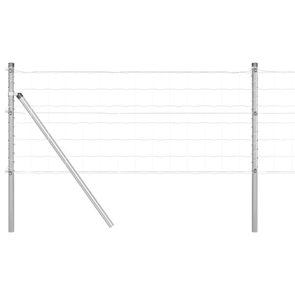 vidaXL Cl&ocirc;ture avec poteau Argent&eacute; 0,8 x 25 m Acier et PVC