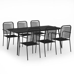 vidaXL Ensemble &agrave; manger de jardin 7 pcs Corde en coton et acier Noir