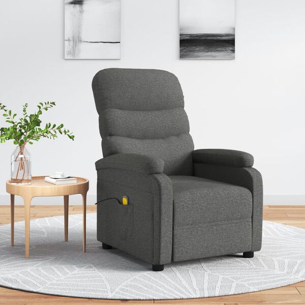 vidaXL Fauteuil de massage Gris fonc&eacute; Tissu