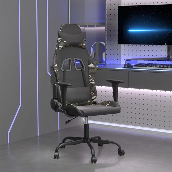 vidaXL Chaise de jeu Noir et camouflage Similicuir